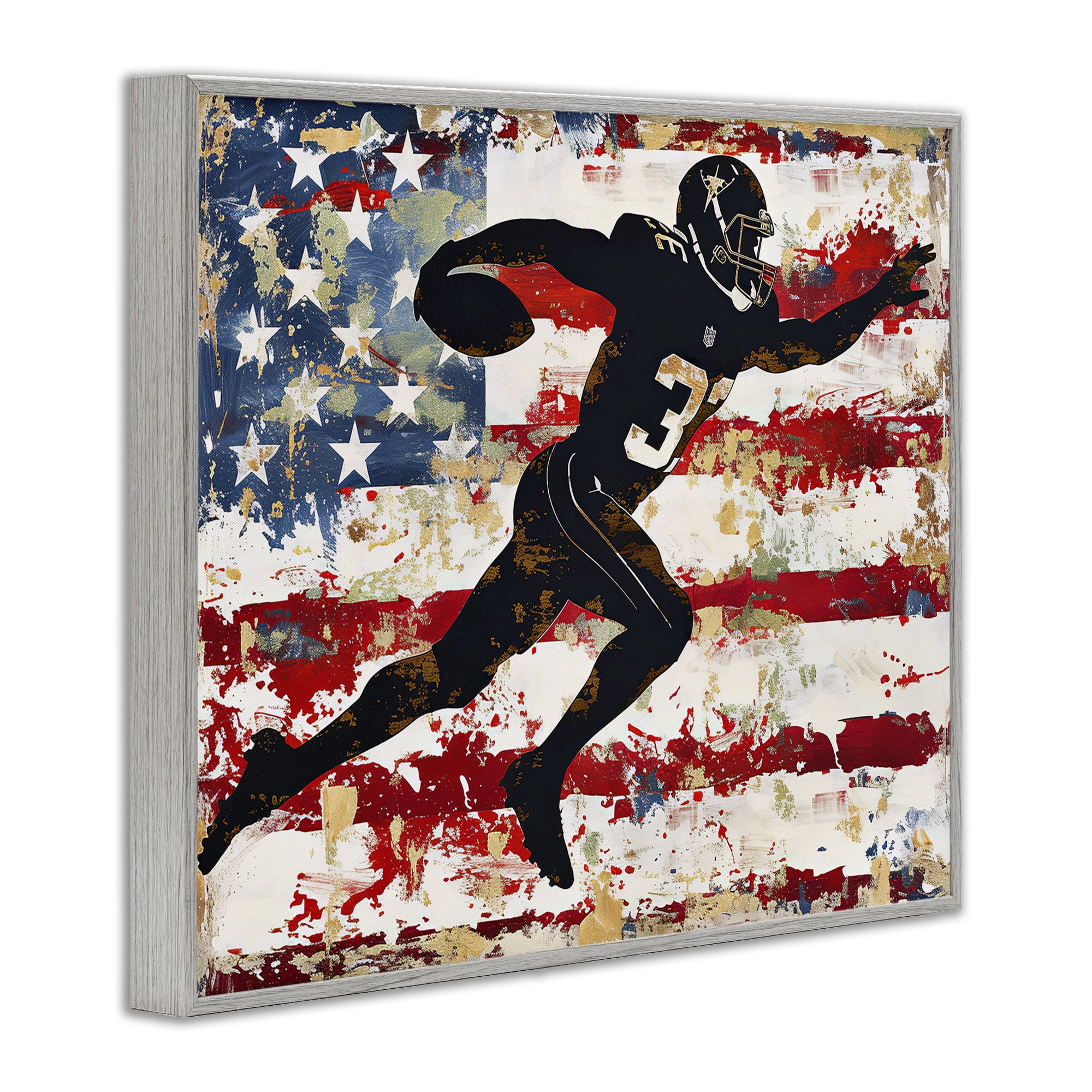 Stupell Industries Gridiron Glory Player Gray Framed Giclee Art, design by Ray Powers