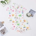 thumbnail image 2 of Bibifish Womens Pajama Sets Tropical Floral & Boat Printed Short Sleeve Sleepwear Sets Button Down Top With Shorts Vacation Themed 2 Piece Nightwear Sets, 2 of 6