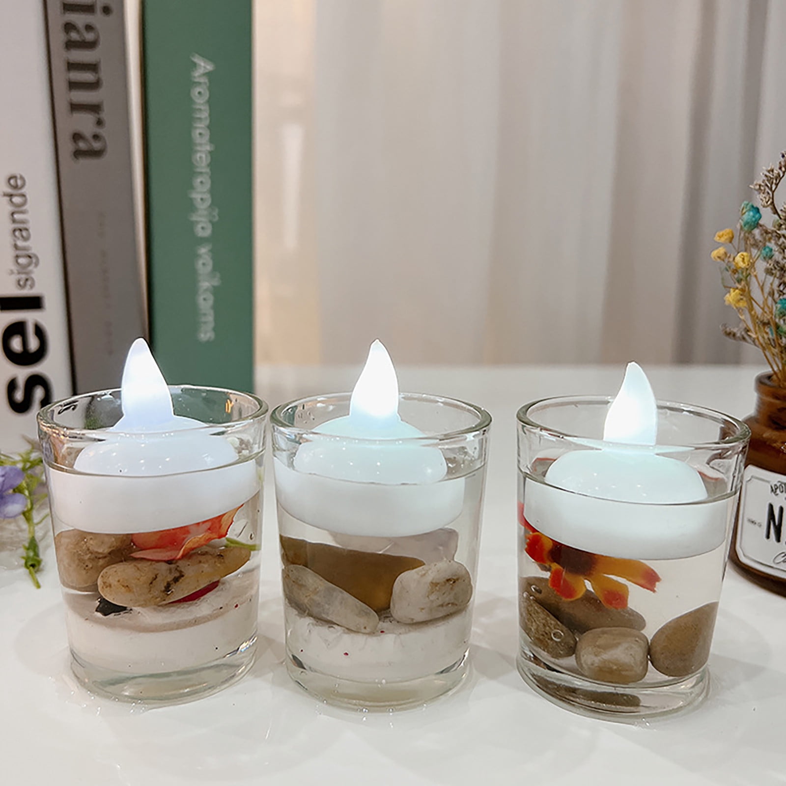 Bougies Flottantes LED étanches 12 Pièces - Sans Flamme, Activées Par L'eau Pour Centre De Table, Piscine Ou Décoration - 5