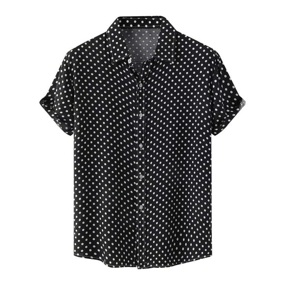 bbymog Mens Shirts Summer Hawaiian Button Down Shirt Casual Plus Size Vacation Beach Shirts for Man Black M