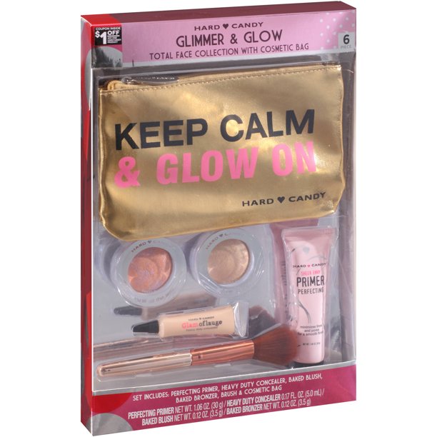 Hard Candy Glimmer & Glow Total Face Collection with Cosmetic Bag Gift