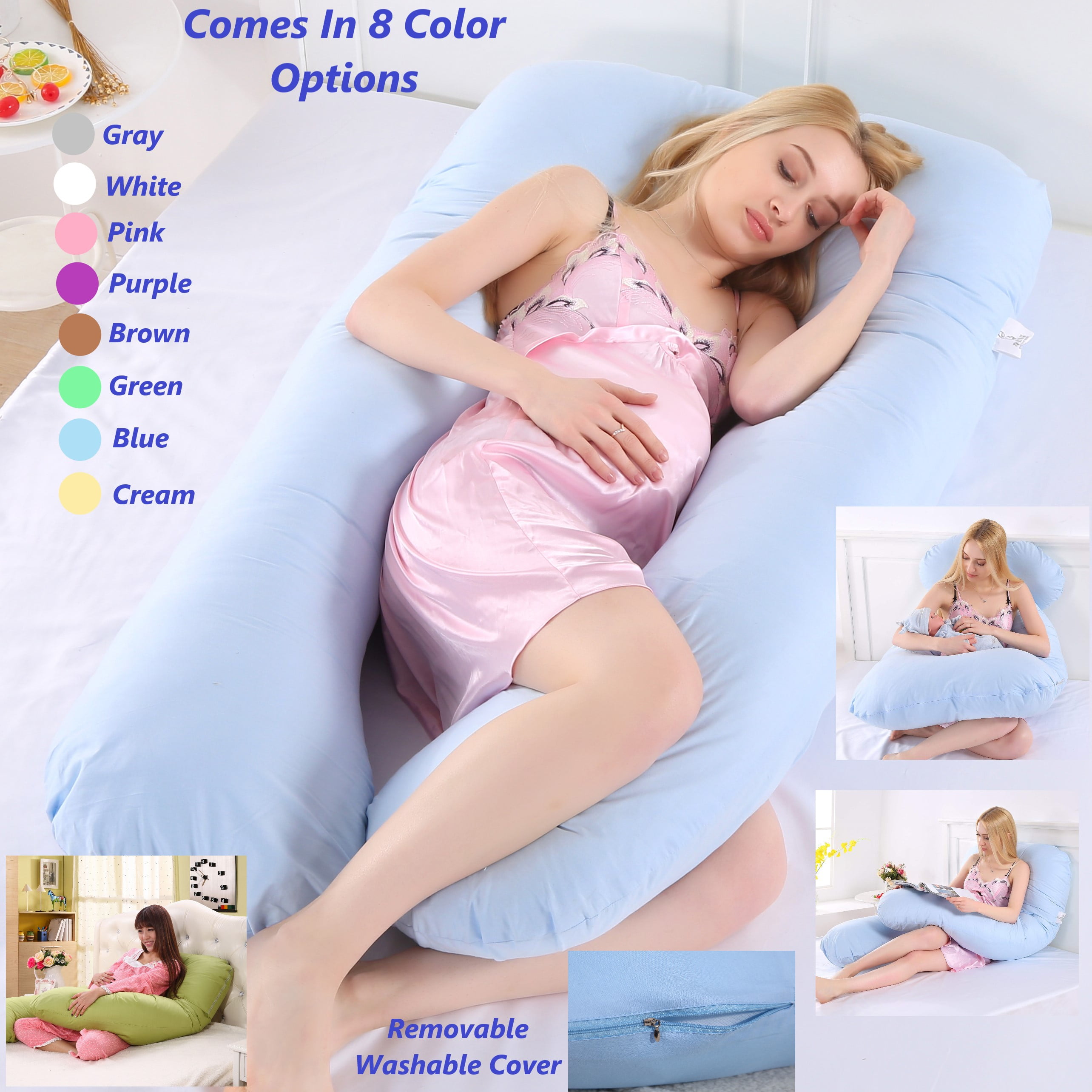 Large U Shaped Contoured Body Pregnancy Nursing Maternity Pillow