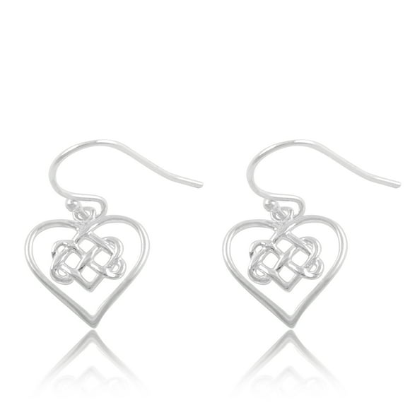 Aretes Colgantes de Corazón Celta Irlandés para Adolescentes en Plata Esterlina (0.59in)