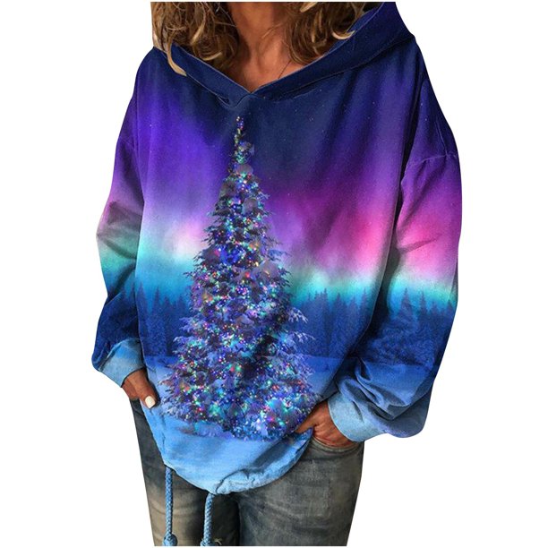 Sudaderas Navideñas de Cuello Redondo Para Mujer, Camisas Informales de Manga Larga, Jersey Estampado, Túnica, Tops Odeerbi ODB191165