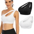 thumbnail image 2 of Women One Shoulder Sports Bra One Strap Sports Tank Tops for Yoga Gym Running Workout Cycling Table Tennis Volleyball Tennis, 2 of 8