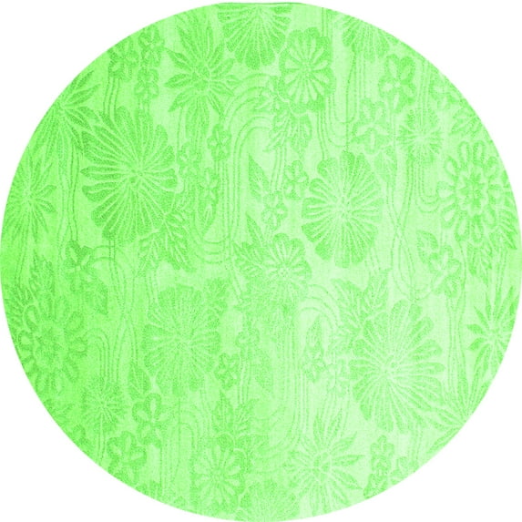 Ahgly Company Indoor Round Abstract Green Contemporary Area Rugs, 3' Round