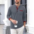 thumbnail image 2 of TOUMENY Men's Long Sleeve Shirts Casual Stand Collar Button Down Slim Fit Solid Knit Tops Business Work Soft Comfy Tee Gray XXXL, 2 of 6
