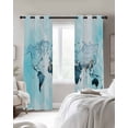 thumbnail image 3 of Blue Maps Blackout Curtains, Light Blocking Print Window Curtains, Abstract World Map Ocean Modern Thermal Insulated Window Drapes for Living Room Kitchen Cafe 2 Panels, 104"W x 96"L, 3 of 9