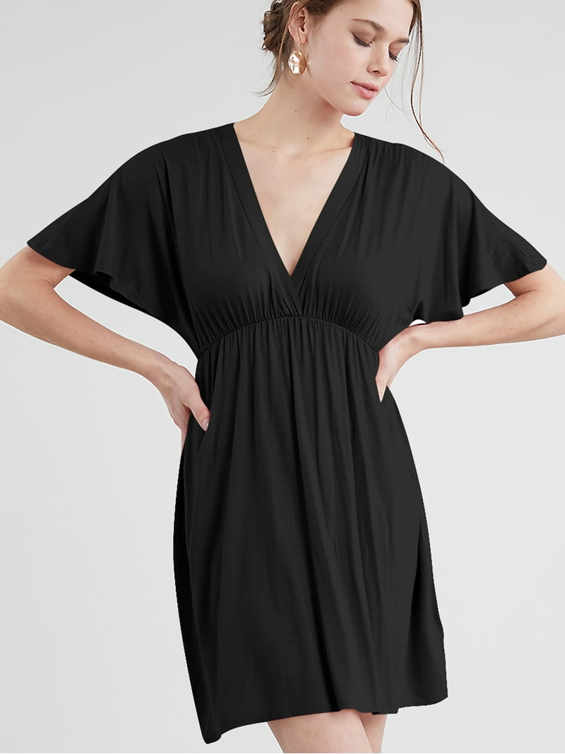 black kimono sleeve mini dress Sequin Stripe Kimono Sleeve Mini Dress Medium main image 1