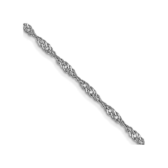 10k White Gold 1mm Carded Singapore Chain Necklace 24 Inch Chain Necklace for Women and Men