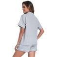 thumbnail image 6 of EA'S SECRET Cotton Pajamas for Women Set Soft Short Sleeve Sleepwear Button Down Nightwear Loungewear Pjs Lounge Sets S-XXL(Gray,M), 6 of 7
