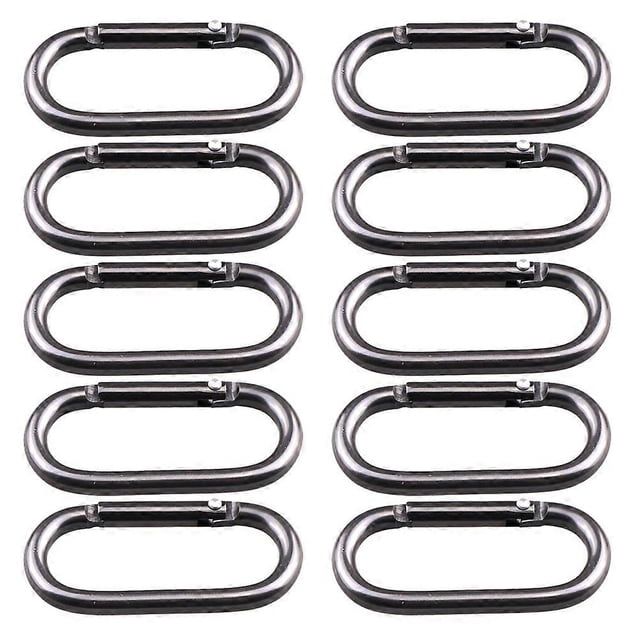 10Pcs Oval Type Buckles Mini Bag Used Buckles Kettle Hanging Buckles for Camping (Black)
