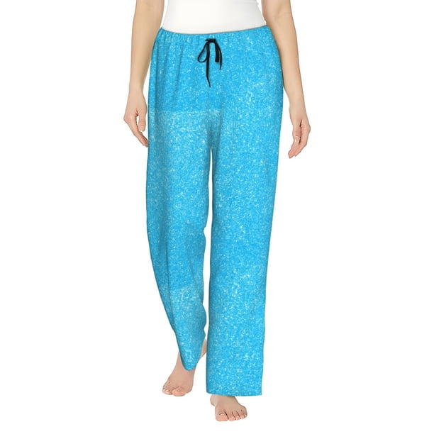 Fotbe Sky Blue Glitter Pantalones de Pijama para Mujer, Pantalones de Dormir, Pantalones Pj con Cordón y Bolsillos-Medium