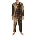 thumbnail image 3 of Picia Apocalyptic Skull Soldier Pattern Men’s Long-Sleeve Sleepwear Set - Soft 2-Piece Loungewear with Pockets, Comfy PJs for Relaxing Nights-X-Large, 3 of 7