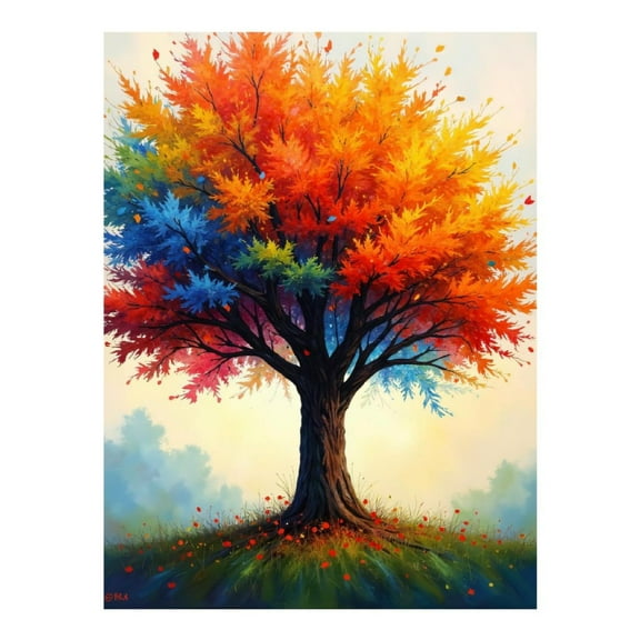 Diamond Art Kit for Adults, Colorful Autumn Tree Landscape Diamond Painting for Adults Beginners, 5D DIY Diamond Art Painting Kits, Colorful Diamond Painting Craft for Home Decor 12x16