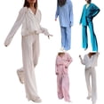 thumbnail image 4 of SAYOO Traje de dos piezas para mujeres, camisa de botón de manga larga + traje de pantalones SAYOO  moda, 4 of 4