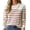 Beige, variant on Womens Striped Crew Neck Pullover Sweater Lined Long Sleeve Tunic Top Beige L
