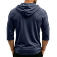 thumbnail image 4 of HAJWOH Men's Hoodies 3/4 Sleeve Workout Beach Shirts Vneck Breathable with Drawstring Sweatshirt, 4 of 5