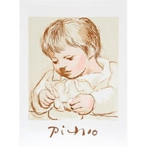Pablo Picasso 14572 Enfant Deieunant- Lithograph on Paper 29 In. x 22 In. - Brown- Beige- Pink