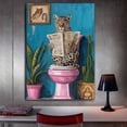 thumbnail image 3 of Mudket Framed Leopard on Toilet Reading Newspaper Canvas Wall Art, Funny Bathroom Wall Decor, Ready to Hang - 12"L x 8"W, 3 of 10