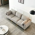 thumbnail image 2 of Free Combination 3 Seater Sofa with Ottoman, Modern Leisure L Shape Couch with Gold Legs, Cozy Fabric Upholstery Sofa with Stabilize Solid Wooden Frame, Grey, 2 of 9