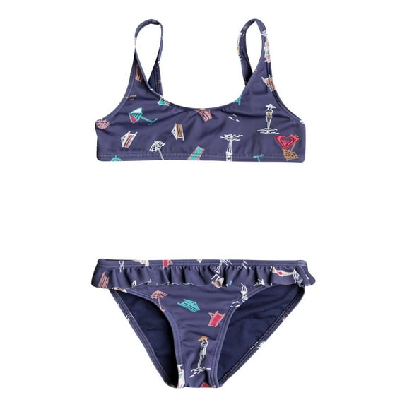 Roxy Girls' Tropicool Sunshine Athletic Swimsuit Set, deep Cobalt on The Beach, 2