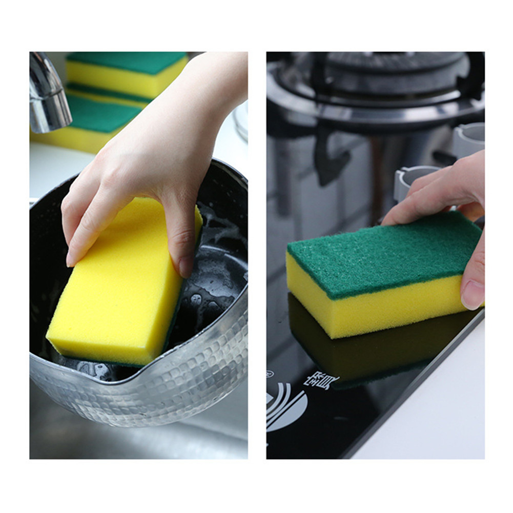 1 Set Of 4 High Density Thickened Three-layer Colorful Sponge Dish Scrubbers  For Kitchen, House Cleaning, Dishwashing, Pot Scrubbing. Size: 11cm*7cm*4cm