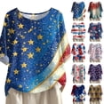 thumbnail image 5 of Women's 250th Anniversary USA Shirt Mid Sleeve Independence Day Top 4th of July Shirts America 250 Merchandise Loose Star Print Tee, 5 of 5