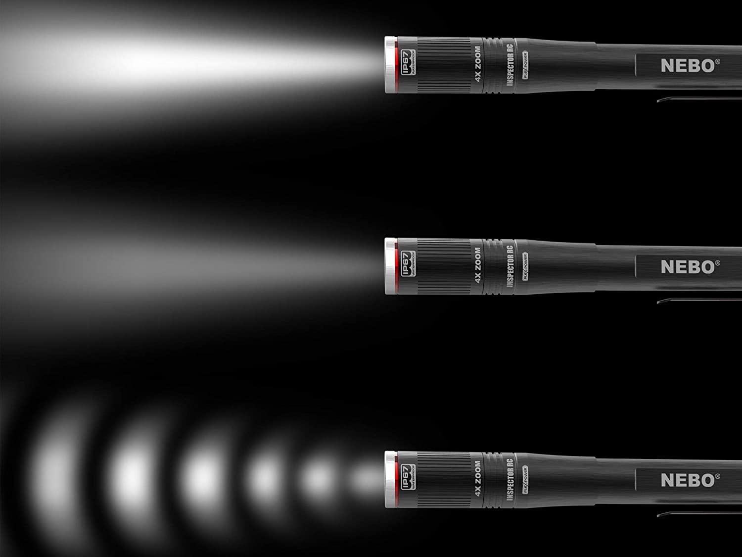 NEBO Rechargeable Pen Light Flashlight 360-Lumens Inspector Flashlights Features Flex Power, Meaning it can be Operated by The Included Rechargeable Battery or by 2X AAA Batteries