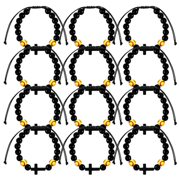 Raindrops 12Pcs Bracelet Baseball Design Black Acrylic for Men Women Sports Fans Everyday Use
