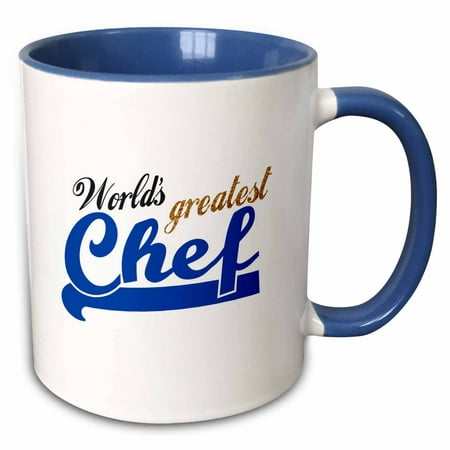 3dRose Worlds Greatest Chef - Best cook - for foodies amateur cooking fans or professional kitchen workers - Two Tone Blue Mug,