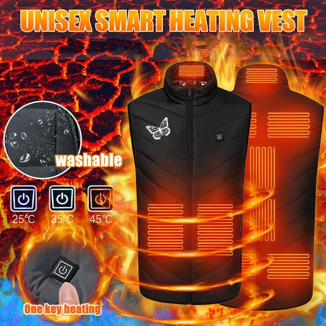 Qertyioot Unisex Heated Fleece Coat with Battery Pack USB Intelligent Constant Temperature Windproof Plus Size For Men And Women Winter 9 Jacket