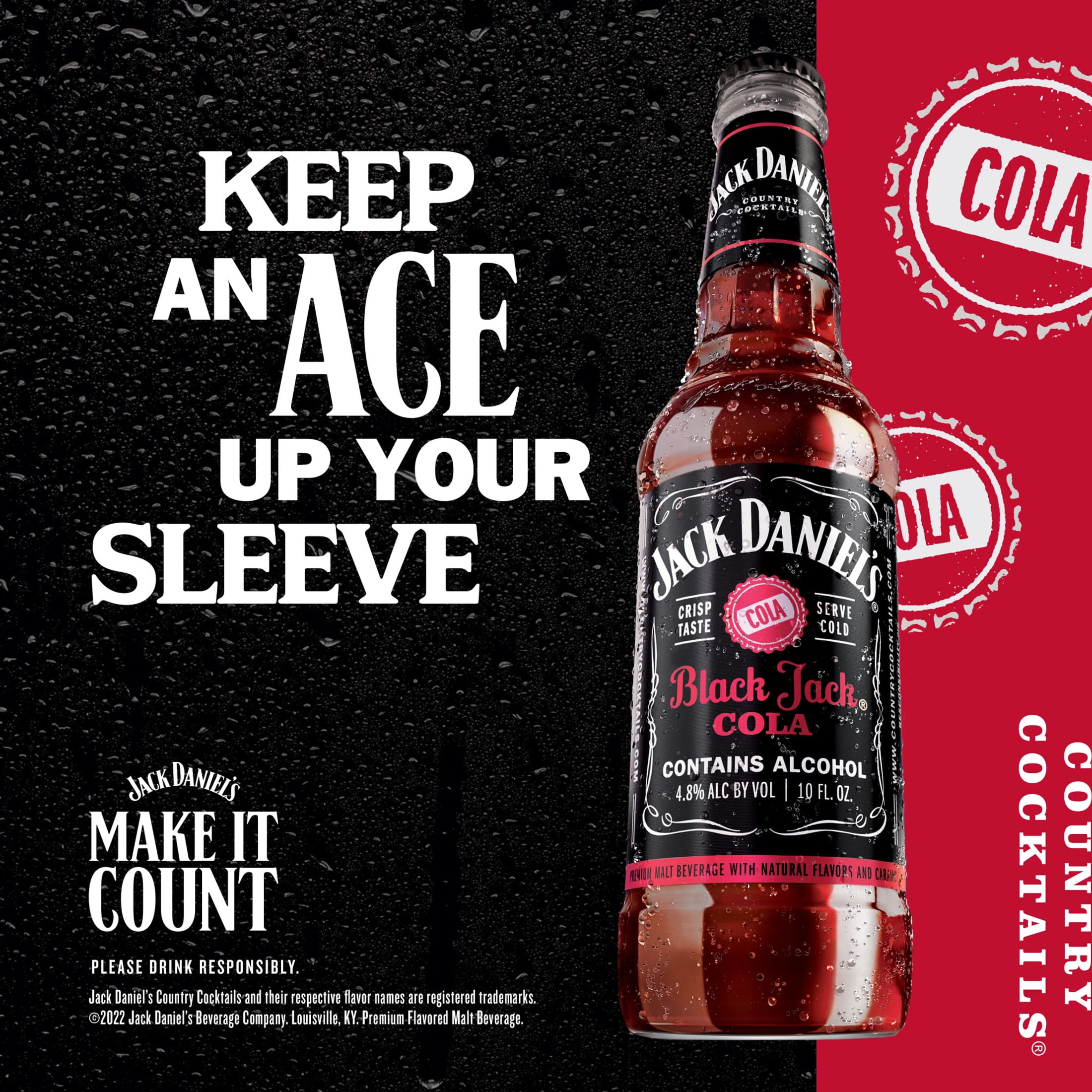 Jack Daniel's Black Jack Cola Malt Beverage, 6 pack, 10 fl oz Bottle, 4.8% ABV