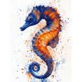 thumbnail image 1 of Qisvanset 12x16 Inch Watercolor Seahorse Canvas Wall Art, Marine Animal Artwork Coastal Home Wall Decor, 1 of 8