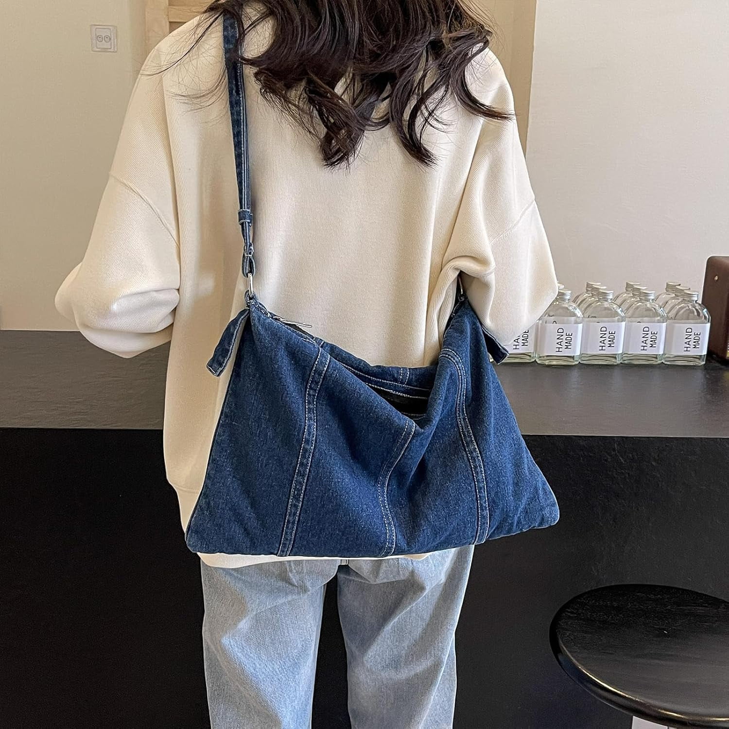 CoCoMangos Denim Purse, Denim Bags for Women Jean Purse Trendy Denim Crossbody Handbags