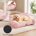 thumbnail image 3 of Exclusivo Mezcla Sofa Pet Bed with Raised Backrest for Small Medium Dogs, 30"x20" Cozy Plush Cord Couch Dog Bed, Removable Washable Cover, Pink, 3 of 6