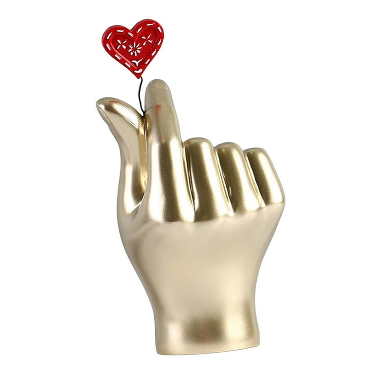 Heart Hands Sculpture for Home Decor,Gold Hand Heart Sculpture,Love Finger