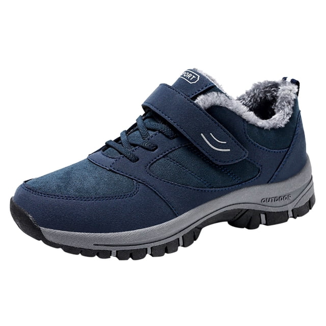 asddcavvf Fashion Winter Men Snow Boots Thick Soles Non Slip Solid Color Lace Up Hook Loop Short Plu