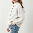 thumbnail image 4 of Xdegoge Girls Cardigan Sweaters Crewneck Long Puff Sleeve Open Front Knit Outerwear Cute Fall Winter Chunky Sweater Tops Warm Casual Knitwear for Kids School Wear, 4 of 6