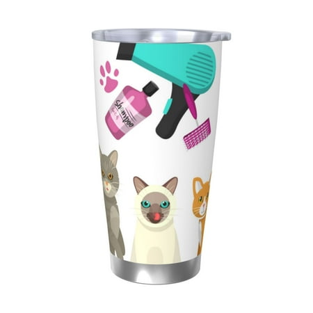 

Gukieu Pet Care Grooming Print 20OZ Car Cup Vacuum Stainless Steel Leak-proof Thermos Cup Unisex Suitable for Home Outdoor and Sports-Without Straw