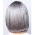 thumbnail image 3 of Peluca teñida de moda Bobo Head, cabello corto femenino, estilo europeo y americano, cabello corto y liso, conjunto de peluca corta gris plateado con degradado negro, 3 of 4