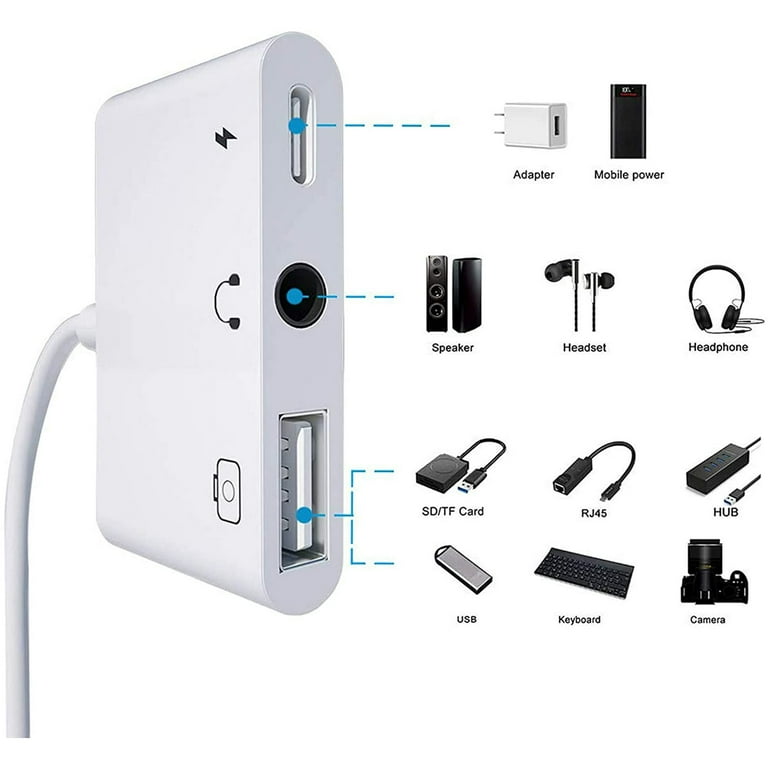 Lightning to USB Camera Adapter and Headphone Audio Jack