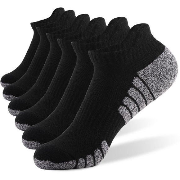 Yoyoo Ankle Athletic Running Socks Cushioned Breathable Low Cut Sports Tab Socks for Yoyoo and WoYoyoo (Black 12 PYoyoors) (WoYoyoo: 11-13.5/Yoyoo:9.5-12 Size)