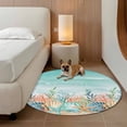 thumbnail image 2 of Coastal Beach Round Area Rug 8Ft Washable Large Circle Rugs for Living Room Dorm, Ocean Wave Summer Sea Starfish Coral Teal Beige Non-Slip Carpet Floor Mats Indoor Outdoor Carpet Runner Home Decor, 2 of 8