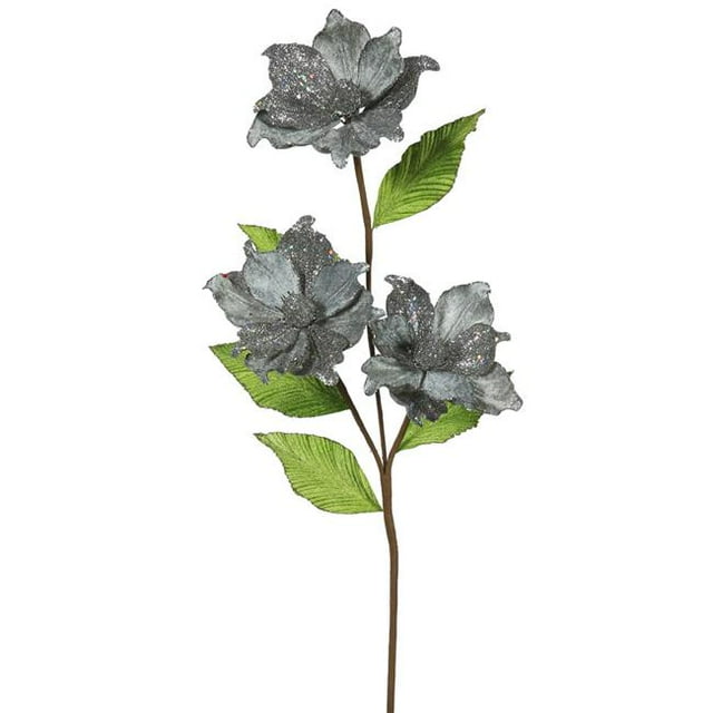 Vickerman QG163027 Pewter Magnolia X3 Flower, 33 & 4 in.