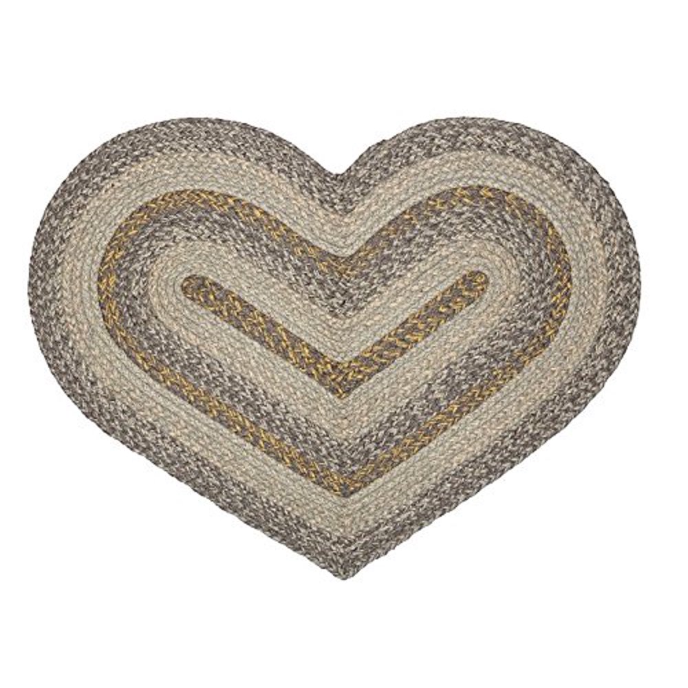 IHF HOME DECOR Braided Heart Shaped Rug 20 Inch X 30 Inch New GREY