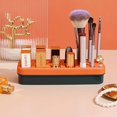 thumbnail image 4 of 1pc 18 Slot Lipstick Storage Box, Eyebrow Pencil Eyeliner Storage Box, Desktop Multi-grid Cosmetic Display, Can Store Accessories, Orange & Deep Green, 4 of 4