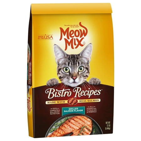 Mix Grill - Meow Mix Bistro Recipes Grilled Salmon Flavor Dry Cat Food, 12 lb