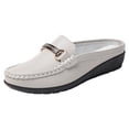 thumbnail image 4 of Rokment Mules Dressy Slippers for Women Ladies Trendy Casual Buckles Leather Closed Toe Sandals Comfortable Walking Slip on Backless Loafers Summer Fall Grey Size 9, 4 of 5