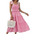 thumbnail image 3 of Square Neckline Women Floral Print Sleeveless Smock Long Ruffle Dress, 3 of 7